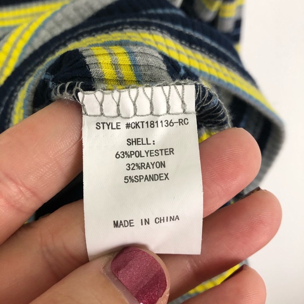 Code X Mode Striped Mock Neck Zip Front Top Size … - image 7